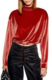 Topshop Velour Cropped Sweater   Nordstrom at Nordstrom